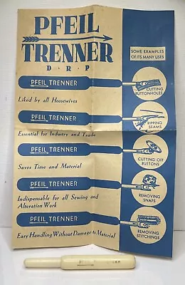 Vintage Seam Ripper PFAFF Branded Pfeil-Trenner DRP Germany + Orig  Instructions • $14.99