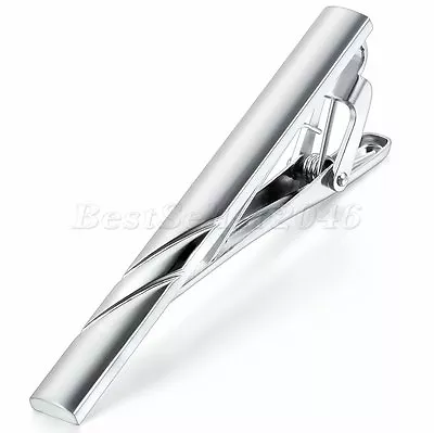 Mens Neck Tie Pin Necktie Clip Clasp Bar Business Wedding Gift Silver Color • $7.99