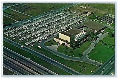 1976 McAllen Civic Center Aerial View Car Park Building Road McAllen TX Postcard • $14.98