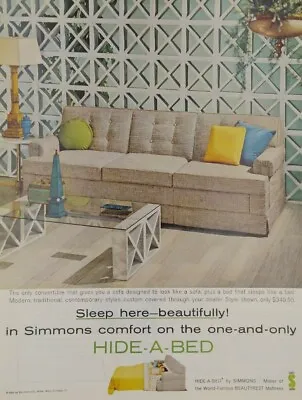 1960 Simmons Hide A Bed Sofa Living Room Furniture Original Vintage Print Ad • $6.95