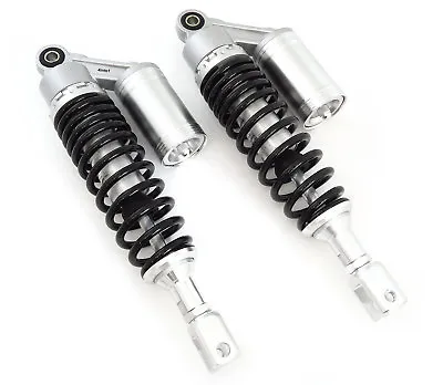 Silver & Black Remote Reservoir Motorcycle Shocks - Eye To Clevis - 320mm 330mm • $65.95