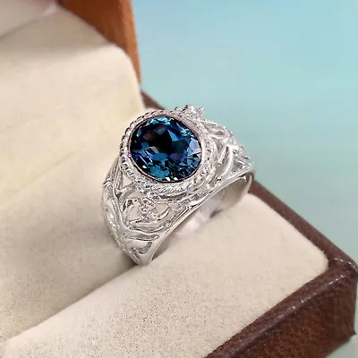 Natural London Blue Topaz Gemstone With 925 Sterling Silver Ring For Men's  #555 • $94.05