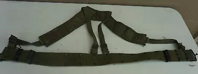 Lot: US Vietnam Era M1956 Pack Suspenders  & LC-2 Medium Belt  (@ F-5 Box Back) • $60