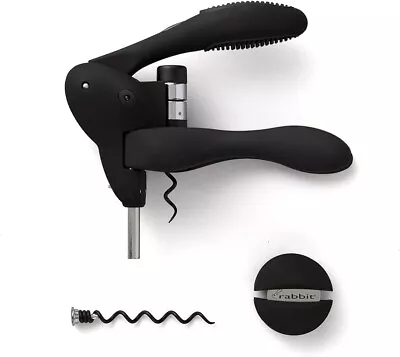 The Original Rabbit Corkscrew Wine Opener Black W/Extra Spiral And Foil Cutter • $19.99