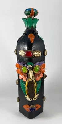 $45 • Buy Mexican Aztec Mayan Folk Art Ceramic Decorative Hand-Made Bottle Bird Art 13 