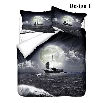 Nautical Sailing Ship Bedding Duvet Cover Set Single Double King Holiday Gift • £35.99