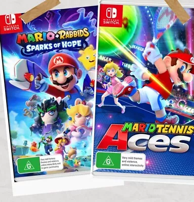 2 Switch Games Sports Mario Tennis Aces Peach Yoshi + Mario Rabbibs Party NEW • $139