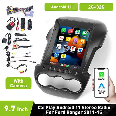 9.7  Android11 Car Carplay Radio GPS Head Unit For Ford Ranger 2011~2015 Camera • $349