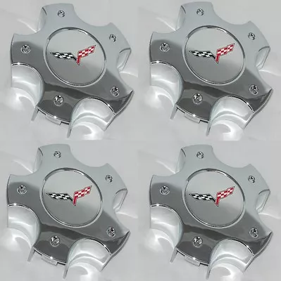 $199.99 • Buy 4 Cap Deal 2006 - 08 Chevy Corvette C6 Z06 Wheel Rim Center Cap Chrome Flag Logo