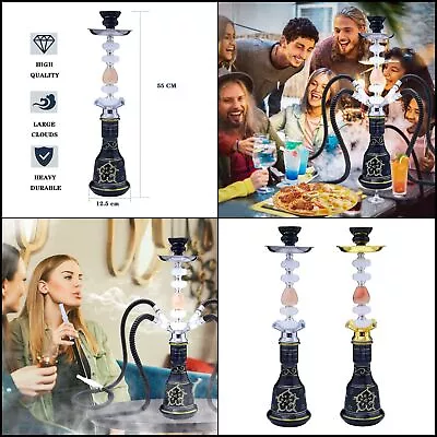 Hookah Set Shisha 4 Hose Glass Vase Coal Tong Ceramic Bowl All Premium 22'' • $30.25