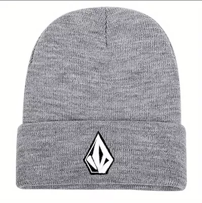 VOLCOM Gray Knit Embroidered Beanie Hat Skull Cap. Skate / Punk / Surf • $11.19