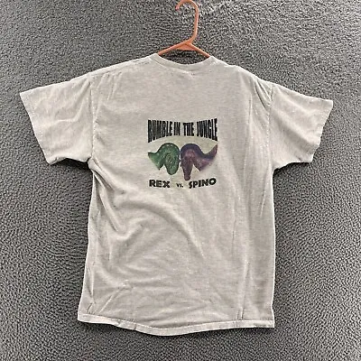 VINTAGE Dinosaur T Shirt Men Medium Gray Single Stitch Graphic T Rex 90s • $18.99