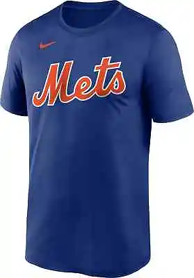 Nike Mens New York Mets Blue Wordmark Dri Fit Legend T Shirt Large • $30.95
