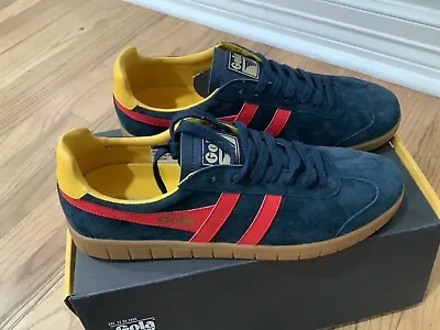 Gola Hurricane Suede Casual Shoes Men Navy Blue Red Sun Gum US 11 New In Box • $69