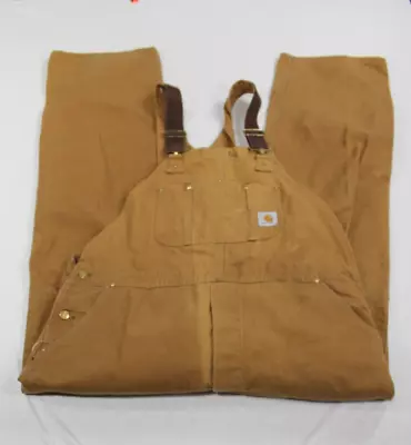 Carhartt Men Beige Overalls Canvas Stains Workwear Size 44X34 • $38.24