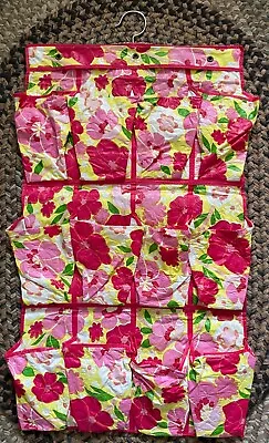 Vintage Red Pink Flower/Floral Vinyl Plastic Hanging Shoe Organizer Storage • $27