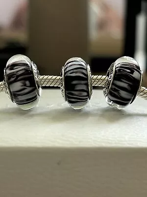 RARE PIECES - Pandora Purple Zebra Murano Glass Charms • £70