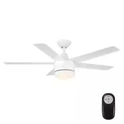 Merwry 48 In. Integrated LED Indoor White Ceiling Fan With Light Kit And Remote • $88.99