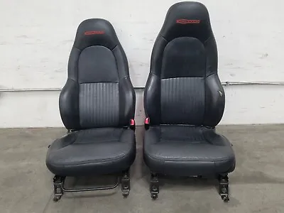 2002 Chevy Corvette C5 Z06 Black Leather Bucket Seat Set - Damage #3613 S7 • $629.99