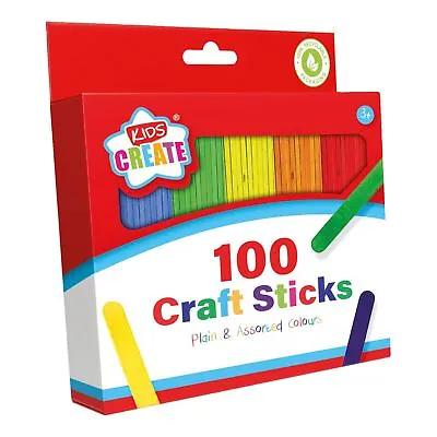 Multicoloured Lolly Sticks 100 Pack Kids Create • £2.49