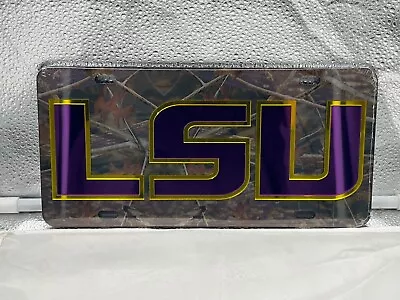 LSU Tigers NCAA Camo Mirrored Laser Cut License Plate Craftique • $29.99