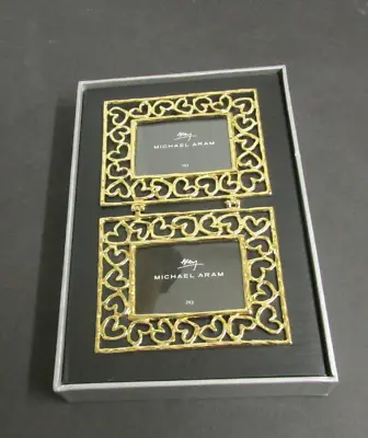Michael Aram Heart Collection Goldtone  Metal Hinged Frame Small Photo 2x3 • $49.95