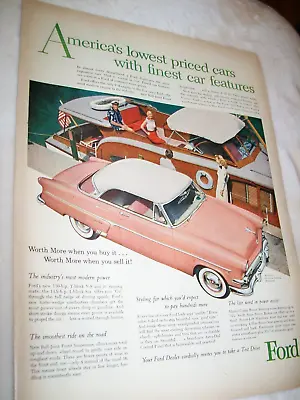 1954 Ford Crestline Victoria Large-mag Car Ad -  Finest Car Features  • $5.95