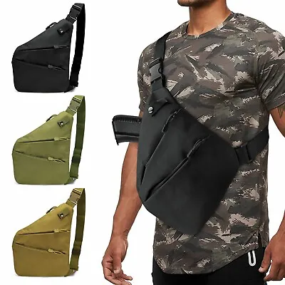 Men's Business Travel Sling Chest Pack Crossbody Anti Theft Right Shoulder Bag • $12.95