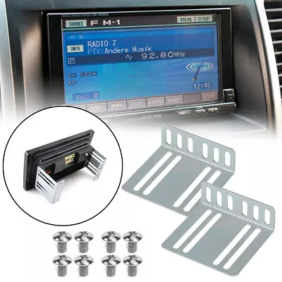 Universal Mounting Holder Bracket 2 Din Car Radio DVD CD Installation Kit Silver • $10.51