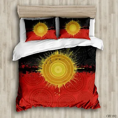 Australia Flag Indigenous Painting 3d Doonacover/ Quilt Cover Set • $25