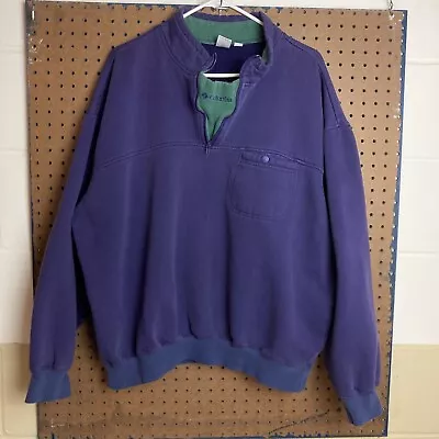 Vintage 90s Columbia Mens XL Quarter Zip Pullover Sweatshirt Purple Green Color • $19.80