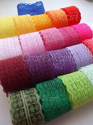 £3.99 • Buy 37 COLOURS Lace Ribbon Trim Craft Scrapbook Wedding Cards Scalloped Edge Favors