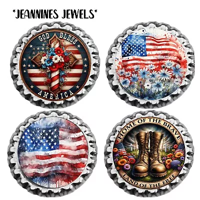 Fourth Of July Art Print MAGNETS Set Of 4 Patriotic American Flag USA July 4th • $17.99