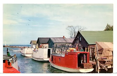 Cold Weather Boats In A Michigan Fishing Village 1940's Postcard • $5.75