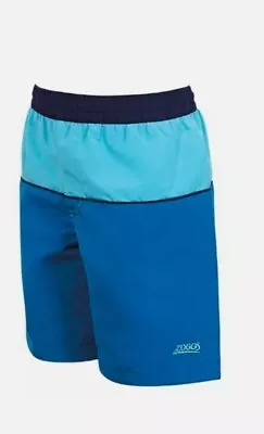 BRAND NEW Zoggs Boys' Leo Panel Shorts In Blue Stripes - Size M (25  Waist) • £8.95