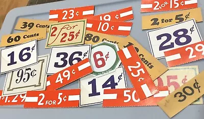 Vintage General Store Dime Store Price Tag Signs 30’s 40’s 50’s 20 Plus Lot • $12.89