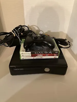 Console Black Microsoft Xbox 360 Slim S Tested No Hard Drive W/Controller/Games • $75