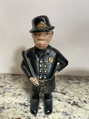 $50 • Buy Vintage  Cast Iron  POLICEMAN BANK Mulligan Police Officer Cop  Nightstick 5 1/2