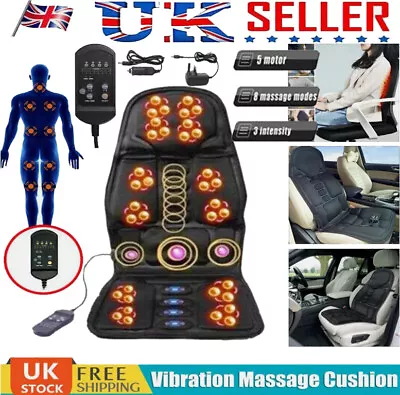 8 Mode Full Back Massage Vibration Cushion Car Chair Seat Pad Neck Heat Massager • £27.99