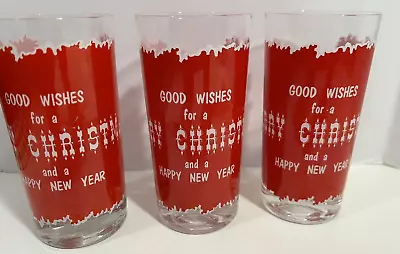3 Vintage  Imperial Glass  Red  Christmas Tumblers Beverage Glasses 8 Oz. • $9.50