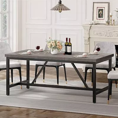 YITAHOME 70.8  Large Kitchen Dining Room Table For 6-8 People Rustic Grey • $203.99