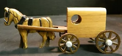 Vintage Hand Crafted Wooden Amish Horse Drawn Wagon / Cart 2.44  X 6.13  X 2.25  • $14.99