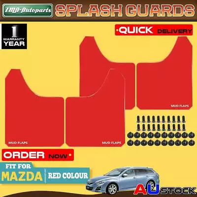 $34.99 • Buy 4x Red Front Rear Universal Splash Guard Mud Flap For Mazda 3 6 BT-50 323 Astina