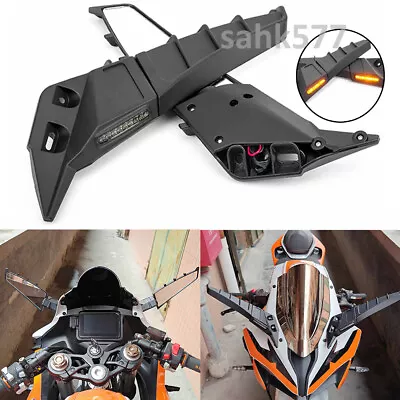 Adjustable Wing Rear View Mirrors W/LED Turn For Honda CBR500R CBR250R CBR300R • $43.98