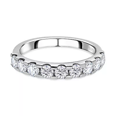 TJC 1ct Moissanite Half Eternity Ring For Women In Platinum Over Silver • £34.99