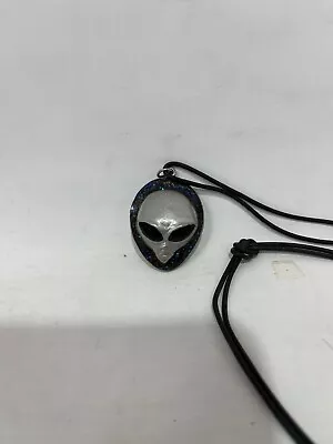 Alien Head With Metalflake Enamel - Pewter Pendant Necklace • $9.95