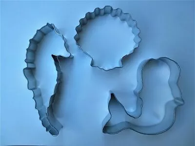 Mermaid Cookie Cutter  3pc Set  Seahorse - Clam Shell • $7.99