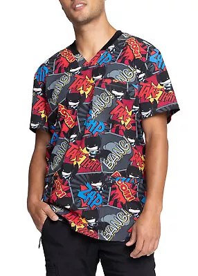 Mens Batman Scrubs Top Cherokee Tooniforms V Neck 4 Pockets Sz Sm Tf725 Dmkw New • $14.99