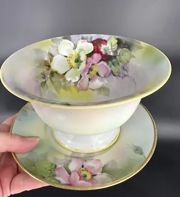 XRARE Noritake China  M  Mayonnaise W/underplate SIGNED 'K. SAITO' Floral 3.5x5 • $125