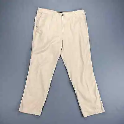 Marc Anthony Pants Men's 40X32 Tan Linen Blend Chino Khaki Slim Fit Flat Front • $14.95